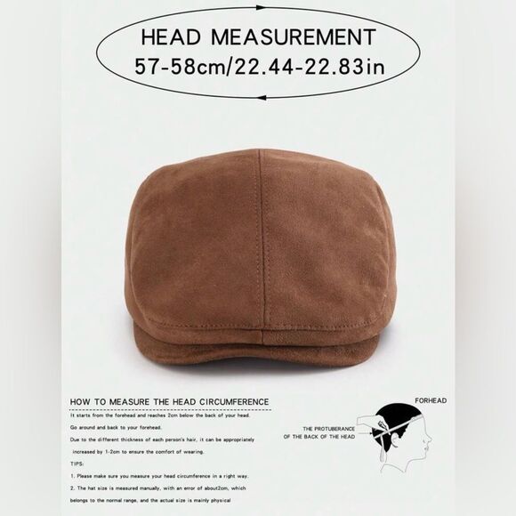 Classic Beige Suede Newsboy Flat Cap - Picture 4 of 9